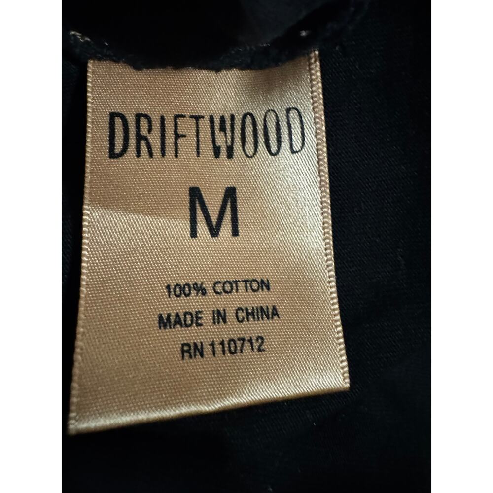 Driftwood Embroidered Floral Tee Black Boho Folk Art Cotton Top Size M - Picture 6 of 7